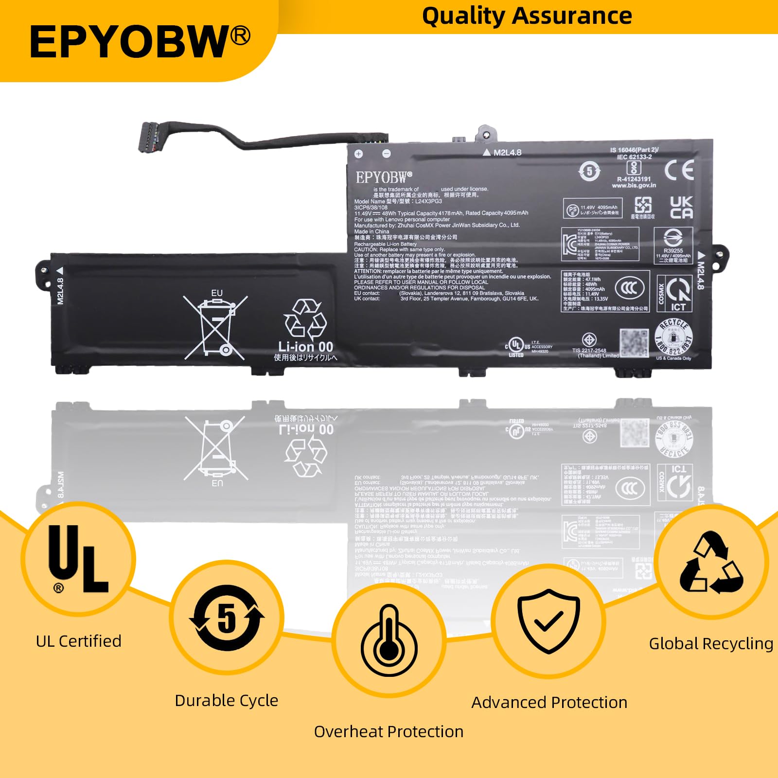 Amazon.com: EPYOBW L24X3PG3 Laptop Battery 48Wh L24D3PG4 L24M3PG3