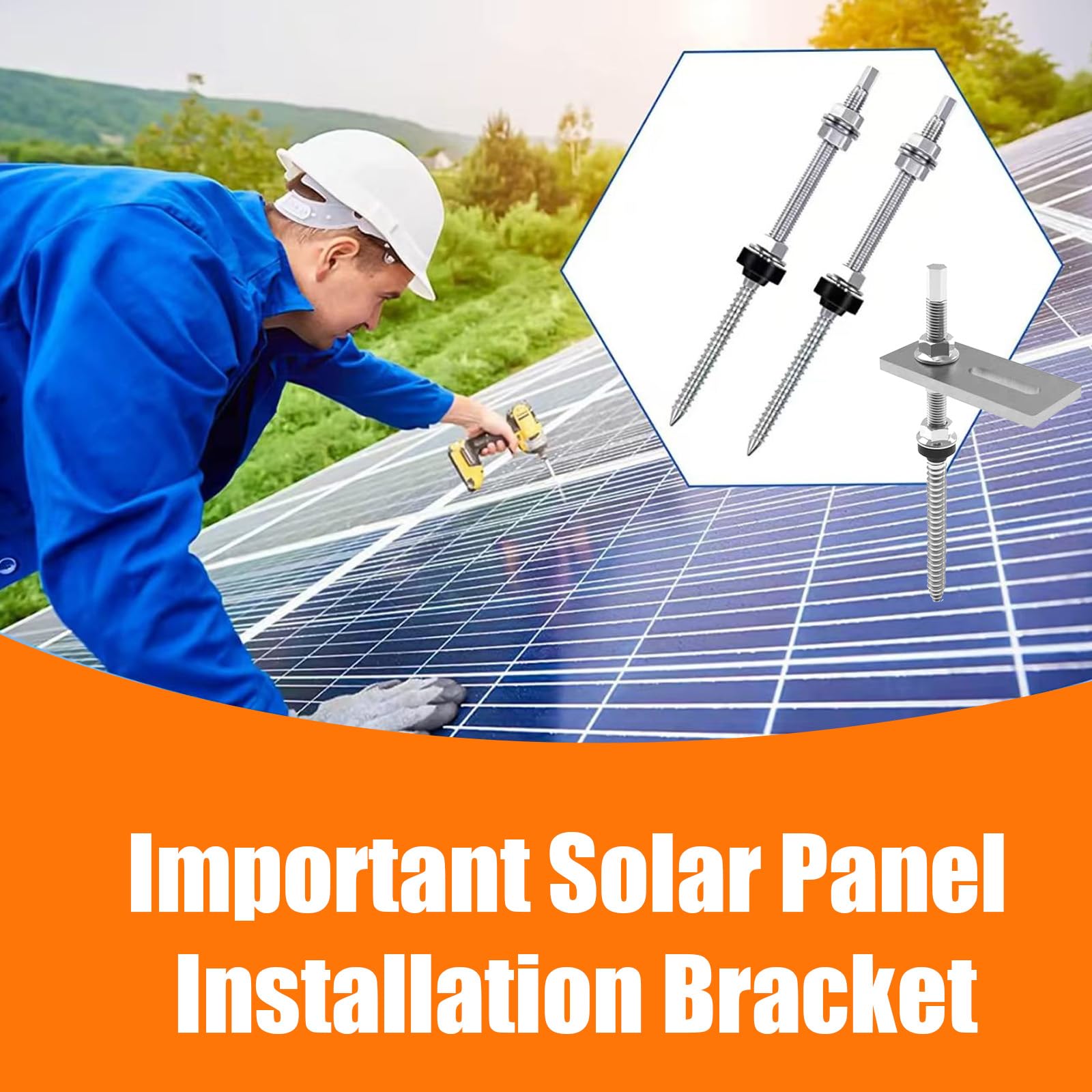 6 Pezzi M10 x 250mm Viti Prigioniere Doppia con 6 Guarnizione, Bulloni Sospesi Acciaio Inox, Tasselli per Altezza Regolabile Fissaggio Tetti Edifici, Pannelli Solare, Fotovoltaico, Impianto PV