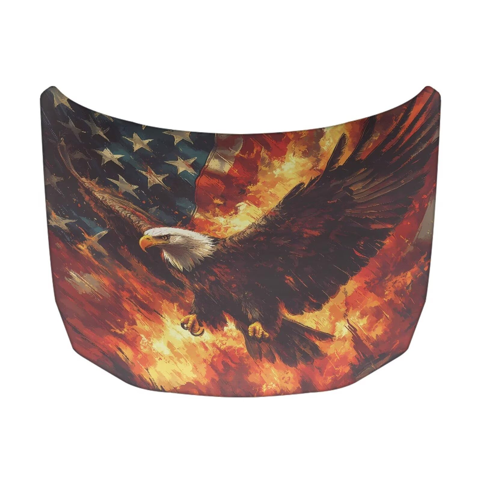 Car Hood Cover, Eagle American Flag Flame Design Car Hood Protector Auto Patriotic Decorations Waterproof Auto Hood Wrap Blankets Universal Automotive Exterior Accessories