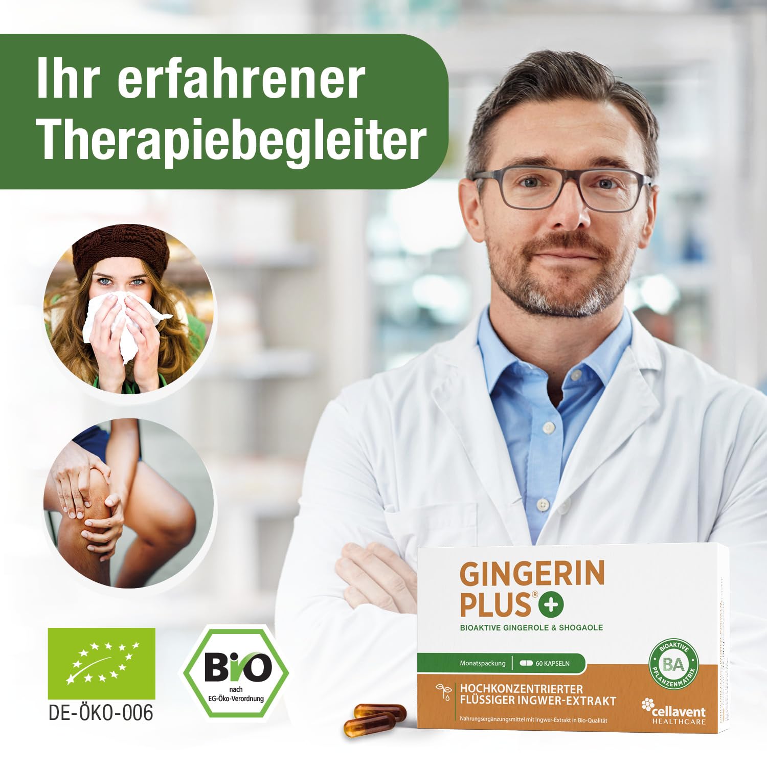 Stärkste Bio Ingwer Kapseln - 22.000mg Ingwerpulver pro Tagesdosis - höchste Gingerol & Shogaol Werte - 2 Kapseln Gingerin PLUS liefern den gleichen Ingwer Gehalt wie 33 andere Ingwertabletten