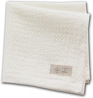 [LINEN & BASIC] ワッフルハンドタオル リネン ホワイト 33x33cm 日本製 麻 無地 吸水・速乾に 素材 部屋干し 丈夫 長持ち 環境に優しい