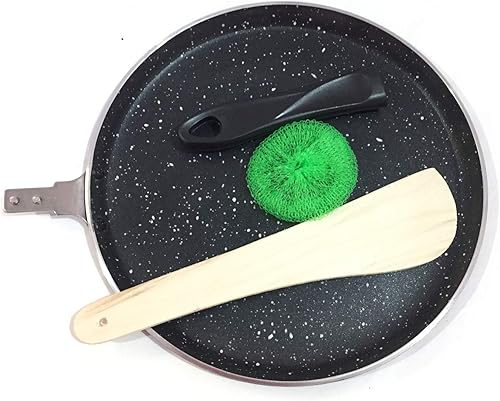 Miniatura 2 de SHRIYA Sartén Dosa de aluminio Dosa Tawa antiadherente Dosa Tava Parrilla Dosa Pan redondo Plancha Crepe Pancake Fácil de cocinar Utensilios de