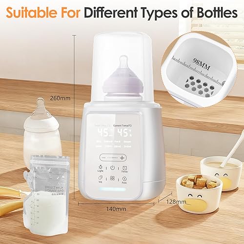 Miniatura 7 de Calentador de biberones, calentador rápido de leche para bebés 8 en 1 con temporizador, control inteligente de temperatura, tecnología de baño de