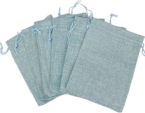 Miniatura 10 de Yisowank 15 bolsas de regalo de arpillera con cordón, bolsas de 5 x 7 pulgadas, pequeñas bolsas de regalo para bodas, Navidad, cumpleaños,