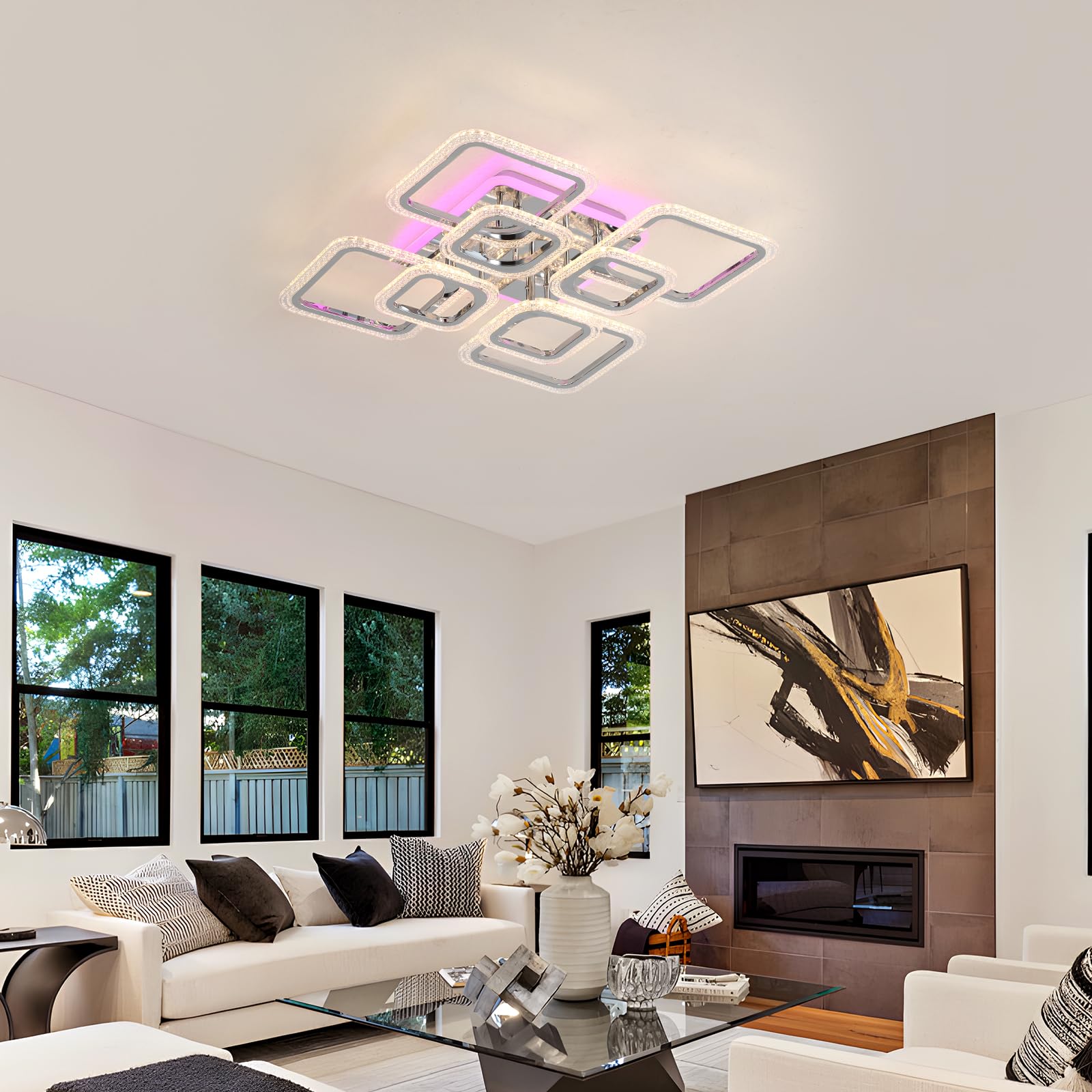 LuFun LED Ceiling Lights,80W Dimmable Modern Ceiling Lamp,8