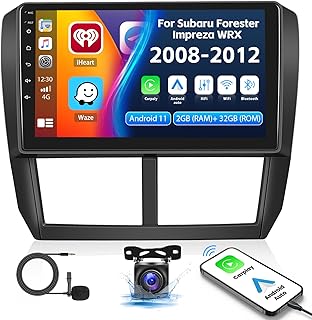 [2+32G] Android 11 Car Stereo for Subaru Forester Impreza WRX 2008-2012 Radio Wireless Apple Carplay Android Auto Bluetooth 9" Touchscreen GPS Navigation, WiFi,HiFi,USB + AHD Backup Camera & Mic