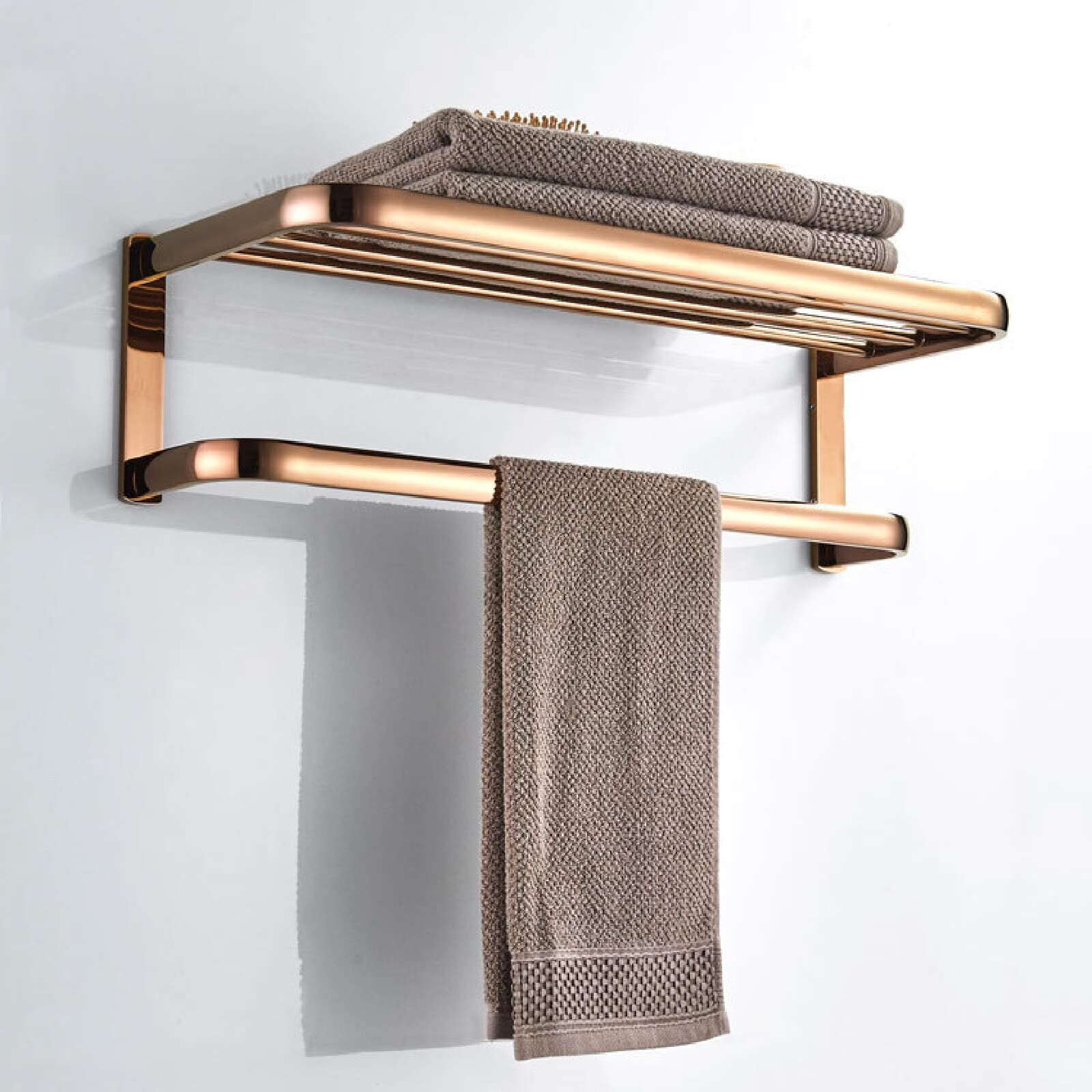 Toallero de baño de caja pequeña, toallero de baño de latón rosa dorado, toallero de toallero