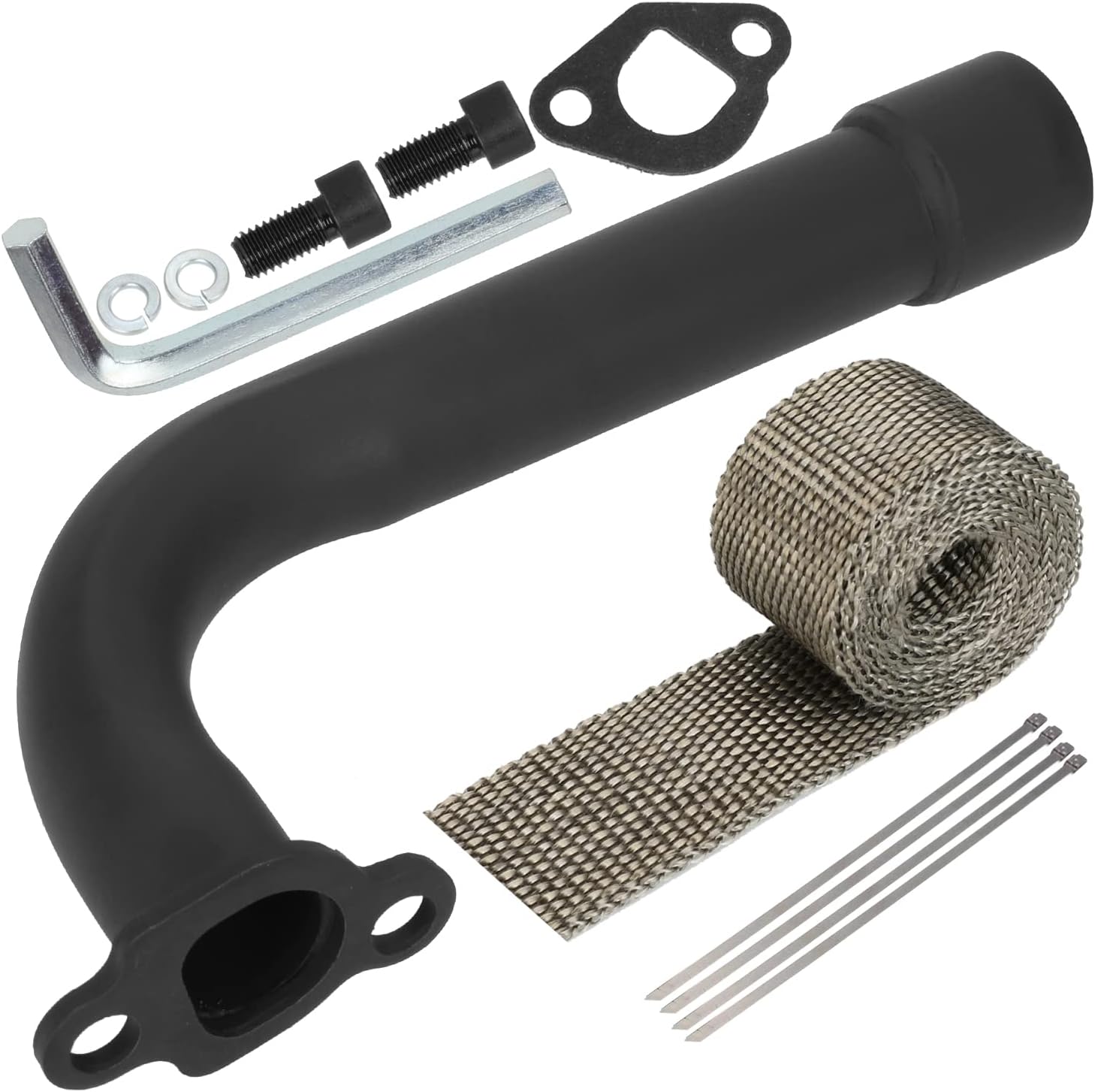 YOXUFA212 Exhaust Header Pipe Compatible with Predator 196cc 224cc 6.5hp Coleman CT200U CT200U-EX BT200X KT196 Baja Warrior Massimo MB200 Mini Bike Go Kart Parts
