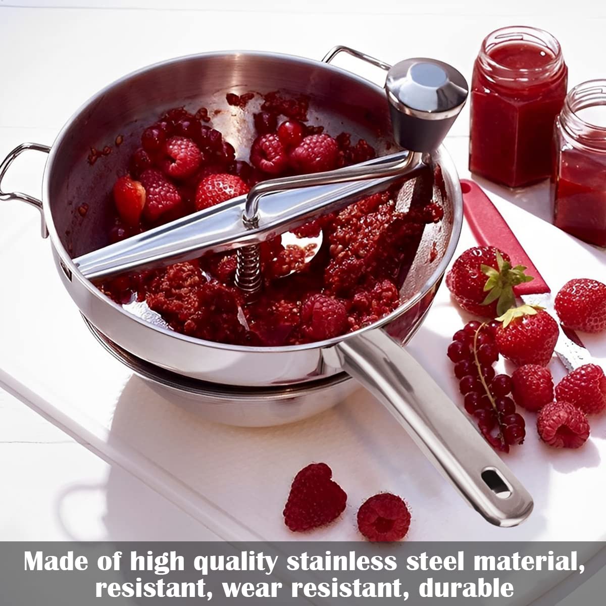 Máquina para picar patatas, trituradora de patatas manual de acero inoxidable, prensa rotatoria de patatas, apta para ketchup, puré de manzana, puré de papas, alimentos para bebés