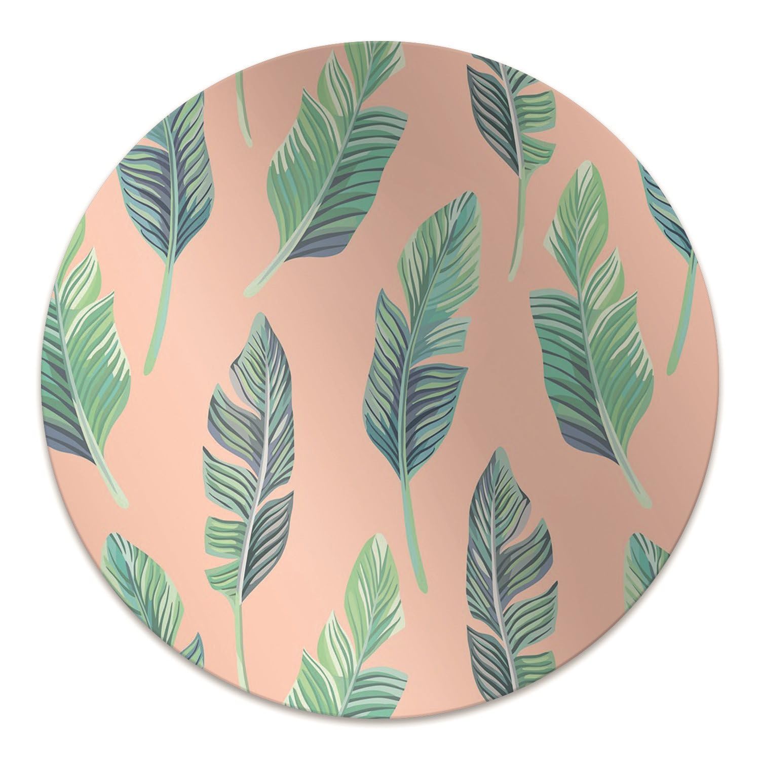 Tapis de chaise ø100 cm en PVC imperméable et antidérapant avec motif feuilles de pêcher