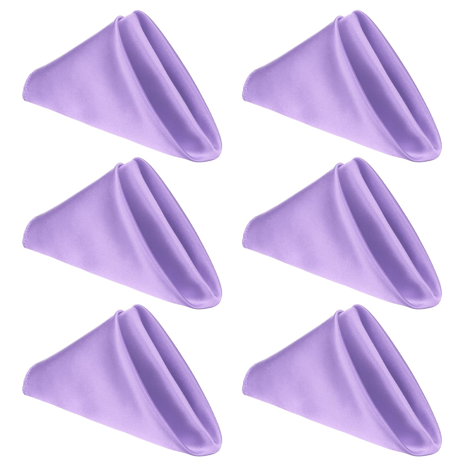 sourcing map 6 Pcs Purple Satin Napkins, 17x17 Inch Dinner Napkins Cloth Washable Polyester Soft Square Table Decoration for Restaurant Parties Wedding Dining Banquet Event