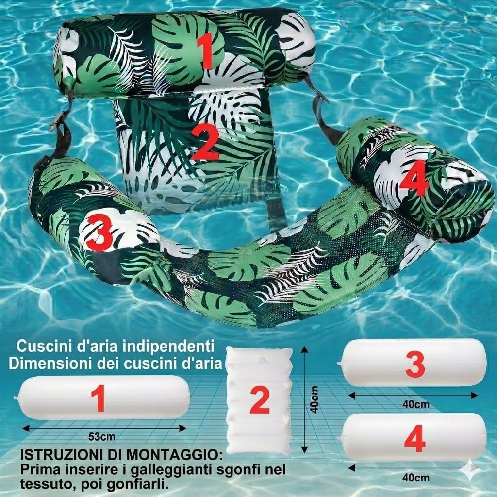 Lot de 2 hamacs flottants pour piscine, gonflables, résistants pour adultes, parfaits pour les fêtes, l'été, la mer, le lac et les moments de détente dans l'eau.