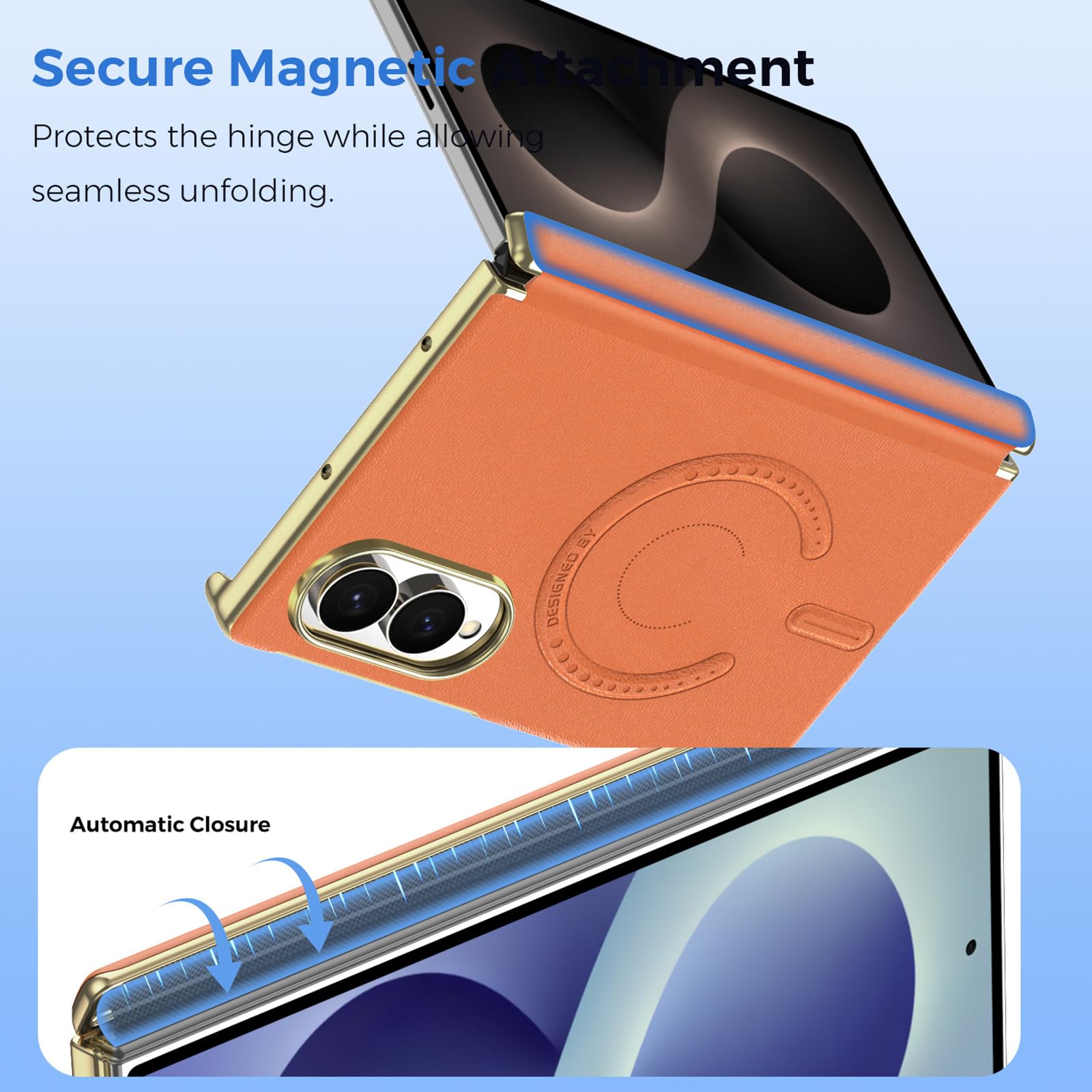 Magnética Funda para Samsung Galaxy Z Fold 8, Delgado Galvanizar Cuero