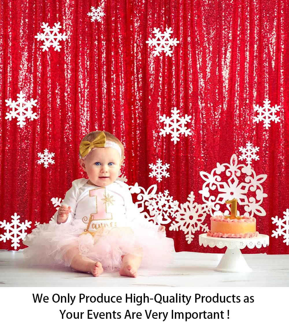 ShinyBeauty Sequin Curtain Red 4FTx8FT Sequin Photo Backdrop Red Sequin Backdrop Curtain Glitter Photography Backdrop Bridal Shower Backdrop for Wedding
