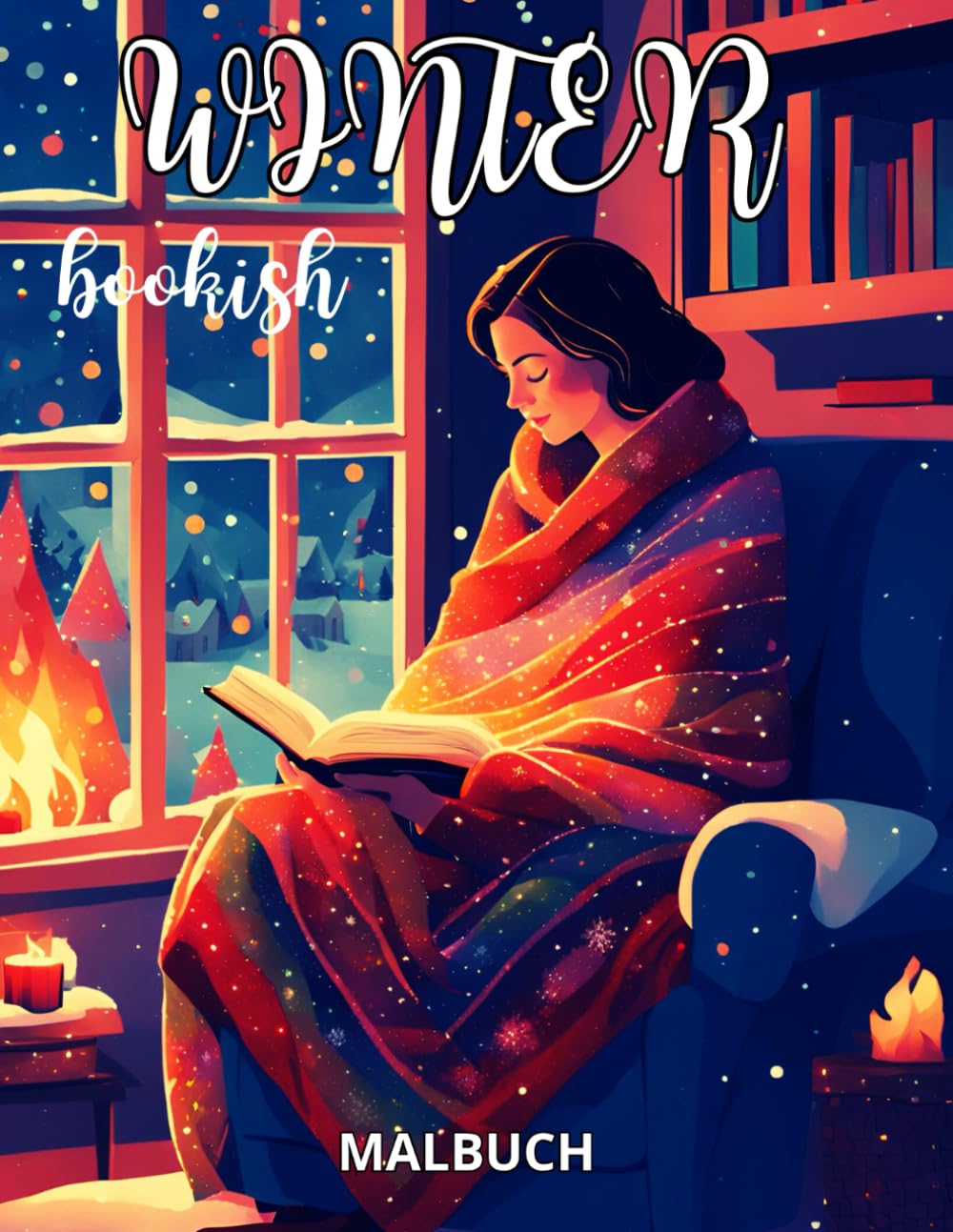 Winter bookish: Gemütliches Winter-Ausmalbuch für Frauen, die Lesen lieben | 25 Buchliebhaber-Szenen, entspannende winterliche Motive, perfektes Weihnachtsgeschenk