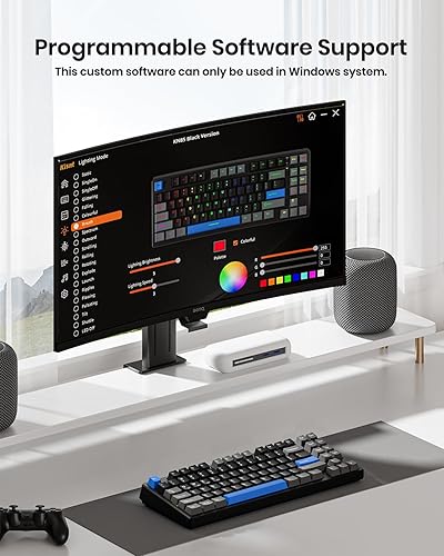 Miniatura 7 de Teclado mecánico inalámbrico, montaje en junta con sonido cremoso, Bluetooth2.4GHzUSB-C, intercambiable en caliente personalizado, retroiluminación