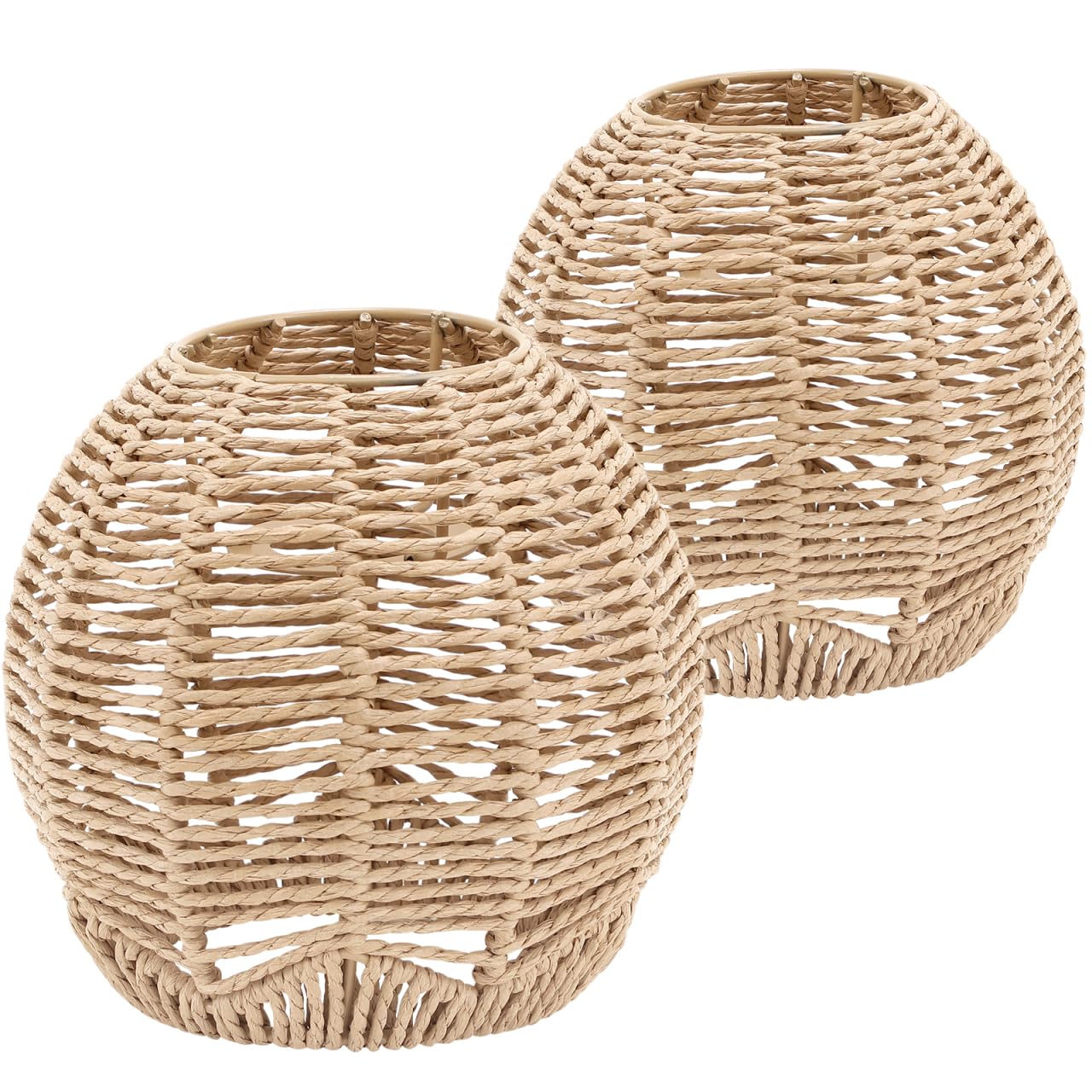 2pcs Rattan Light Shades for Ceiling Wicker Lampshade for Ceiling Light Cover for Living Room Bedroom Hotel Restaurant