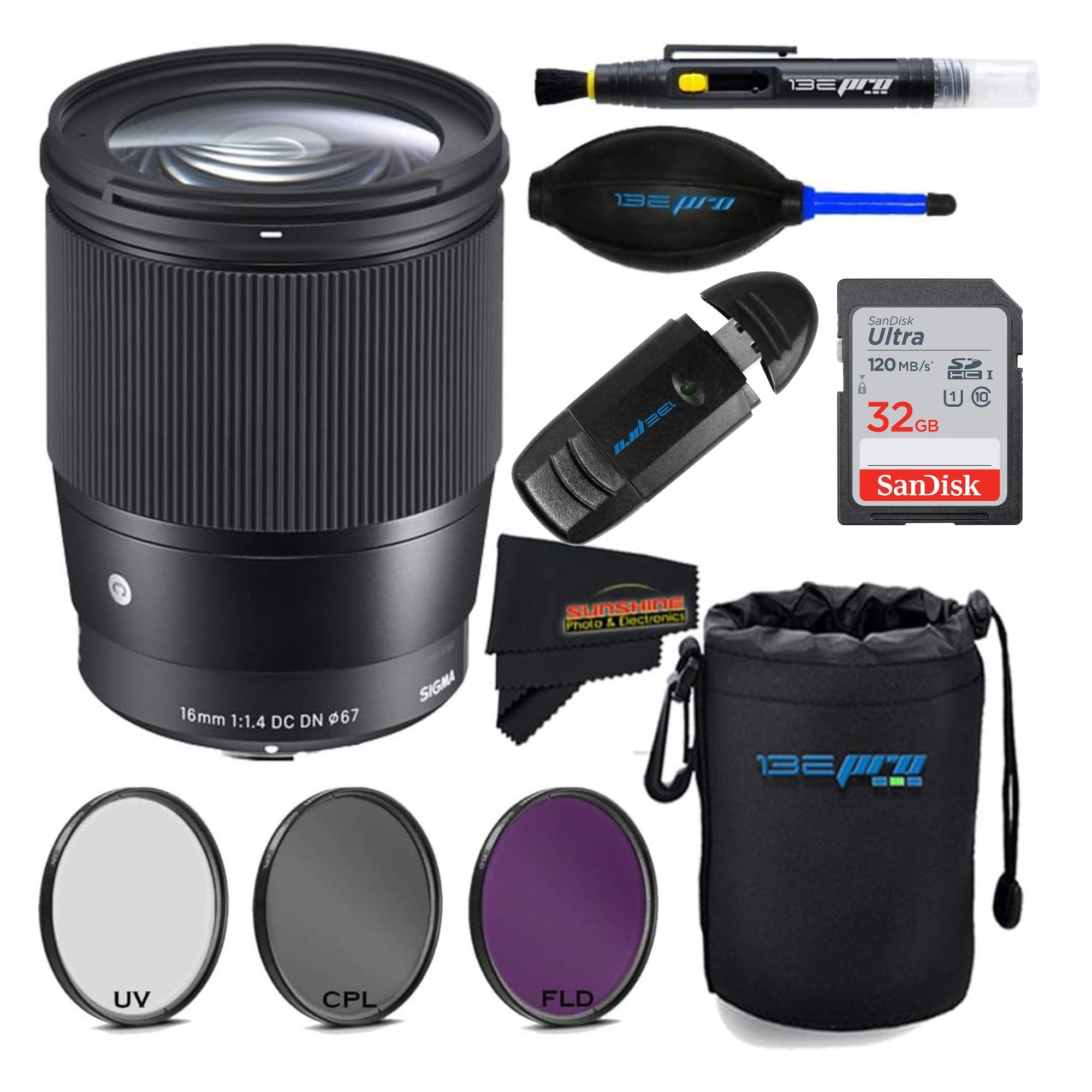 Sigma 16mm f/1.4 DC DN Contemporary Lens for Sony E + Deluxe Bundle
