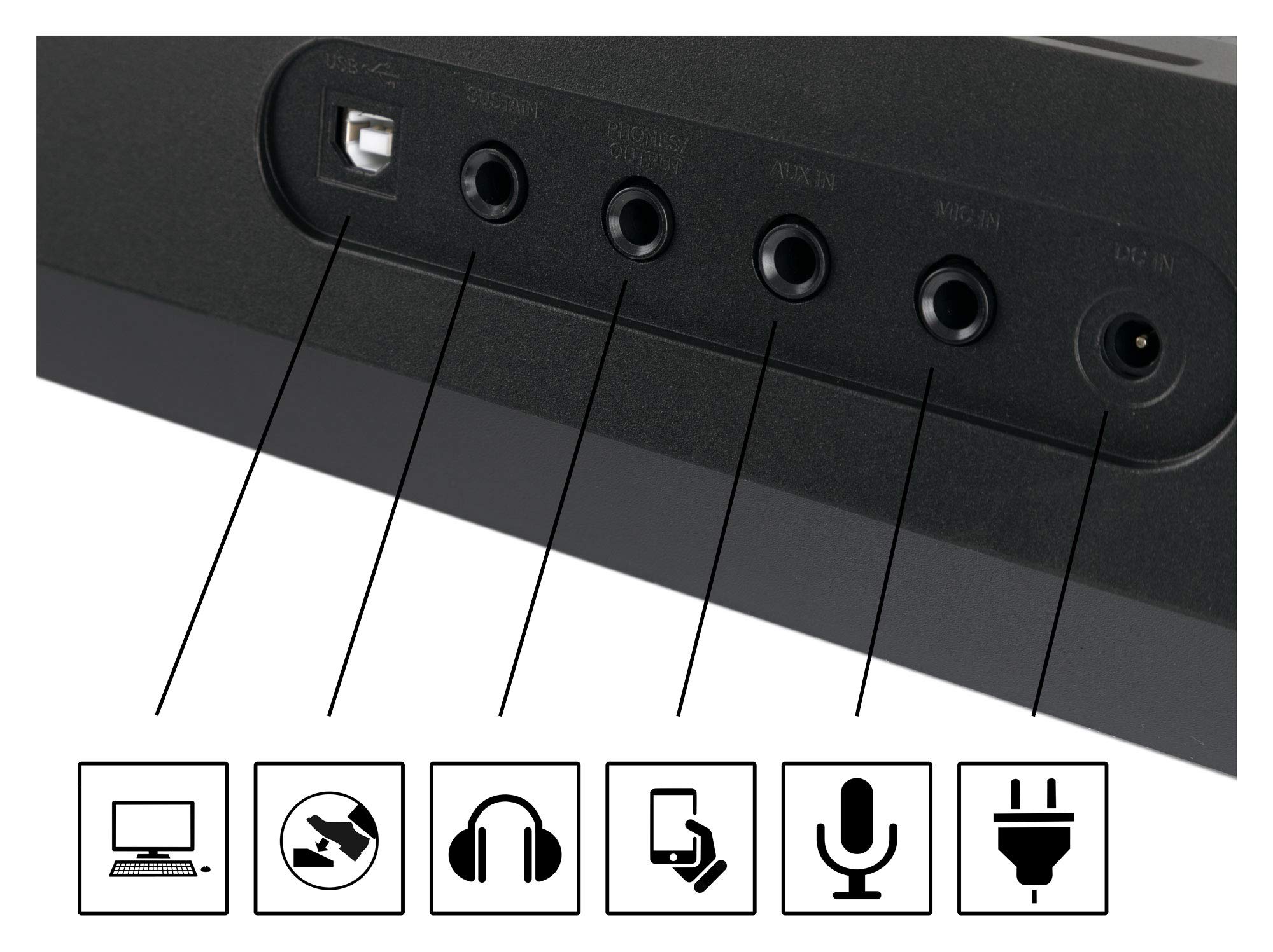 Classic Cantabile LK-290 Leuchttasten-Keyboard - 61 Tasten mit Anschlagdynamik - 580 Klänge und 200 Begleitrhythmen - Anschlüsse für Kopfhörer, Sustain-Pedal und MP3-Player - schwarz | 61 Tasten in Normalgröße mit roter LED-Beleuchtung, Anschlagdynamik (i