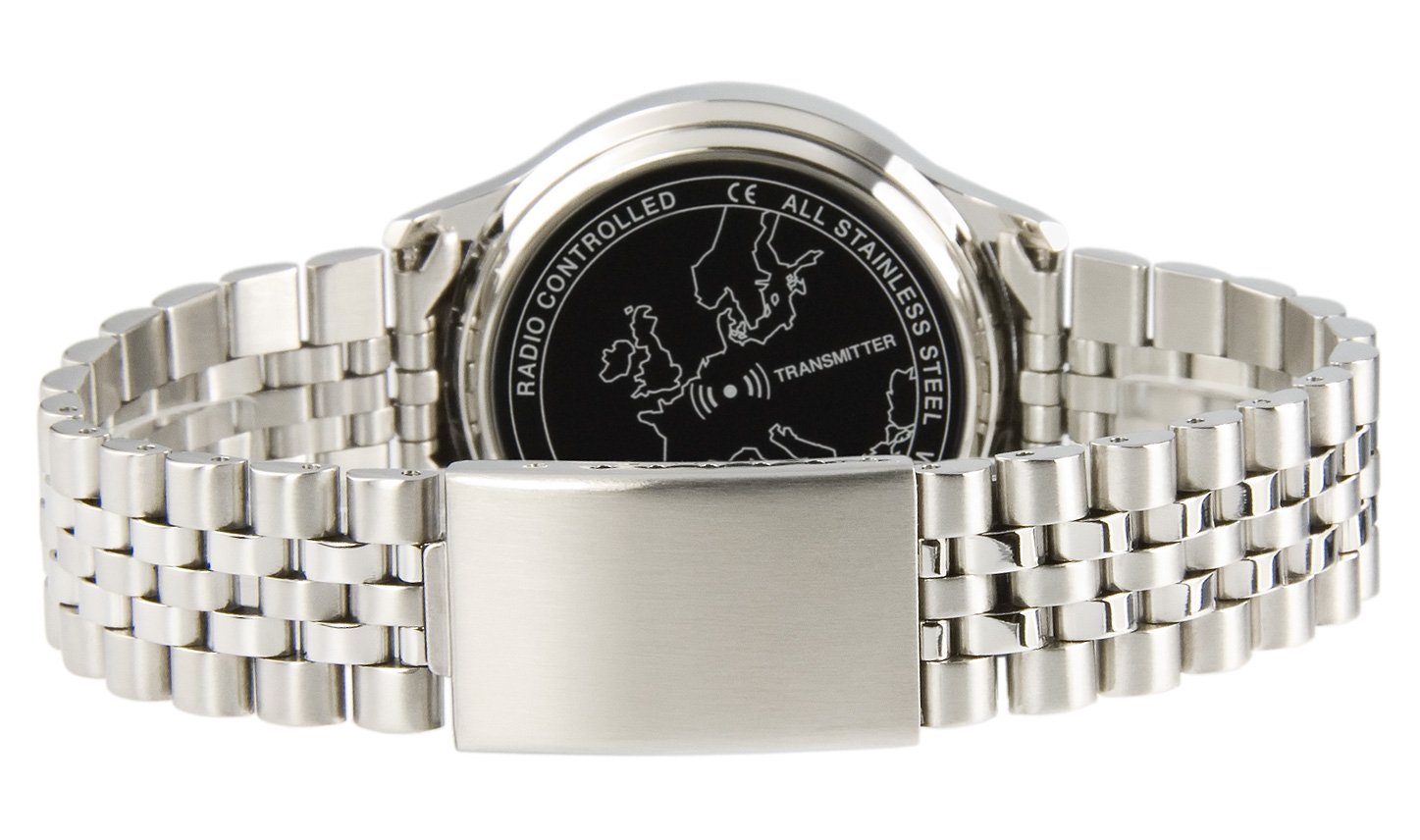 MARQUIS Elegante Herren Funkuhr (Junghans-Uhrwerk) Gehäuse und Armband aus Edelstahl 964.6022