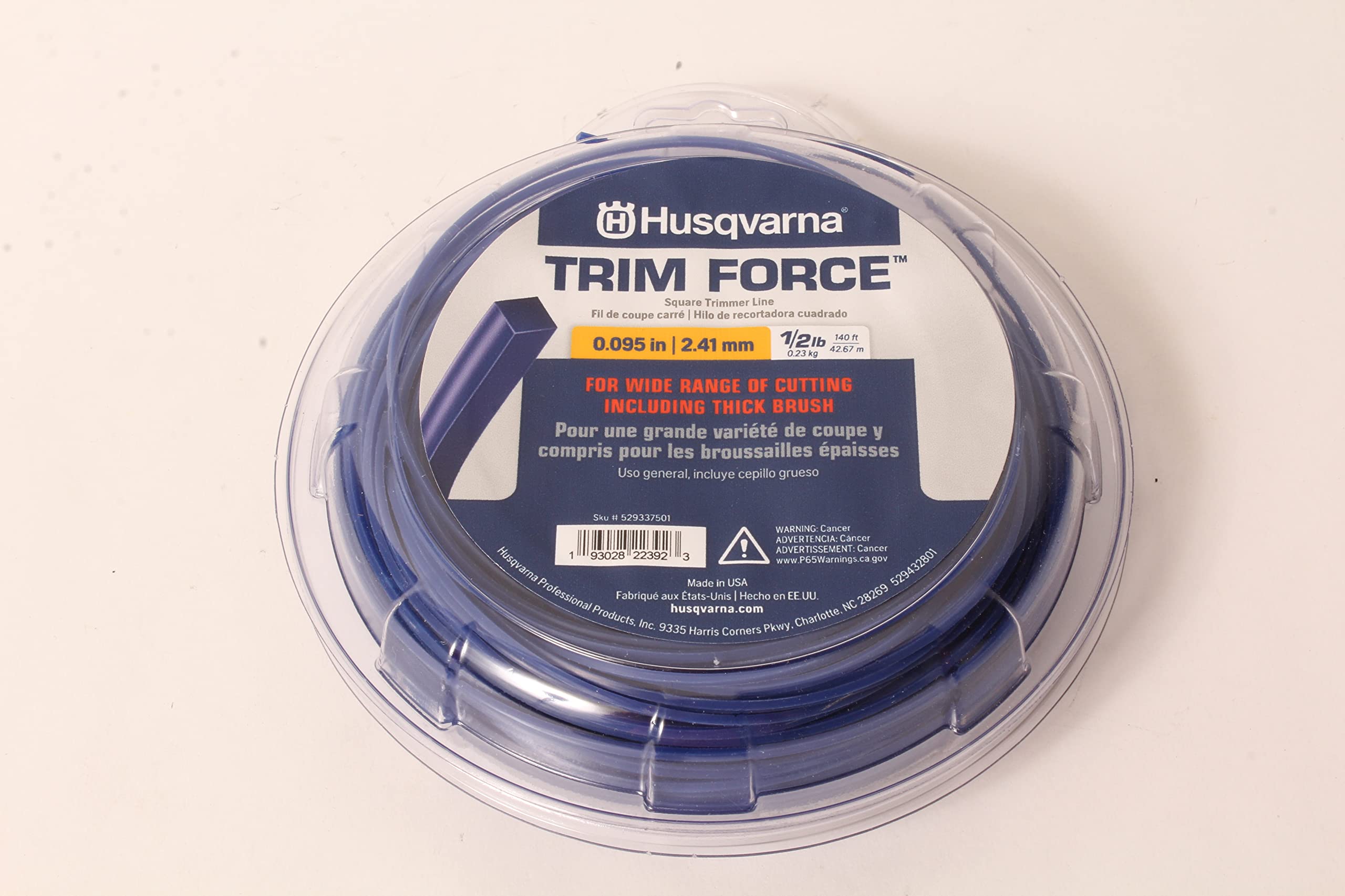 Husqvarna Trim Force 529337501 Bobine de fil carré pour débroussailleuse 42,7 m