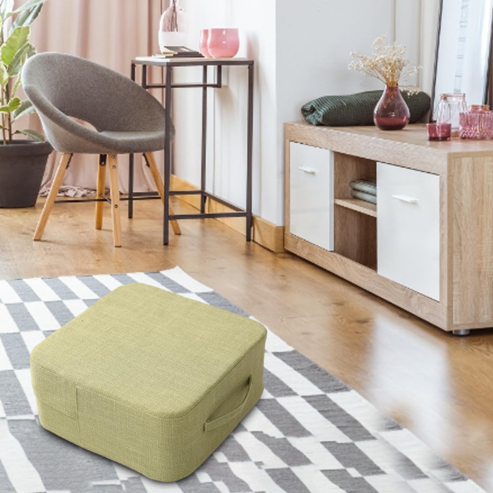 Cuscino per seduta per pavimento Tatami - Tappetino lavabile in lino di | cotone, tappetino per meditazione | Tappetino per esercizi di yoga portatile per seduta comoda, cuscino per seduta comoda, in