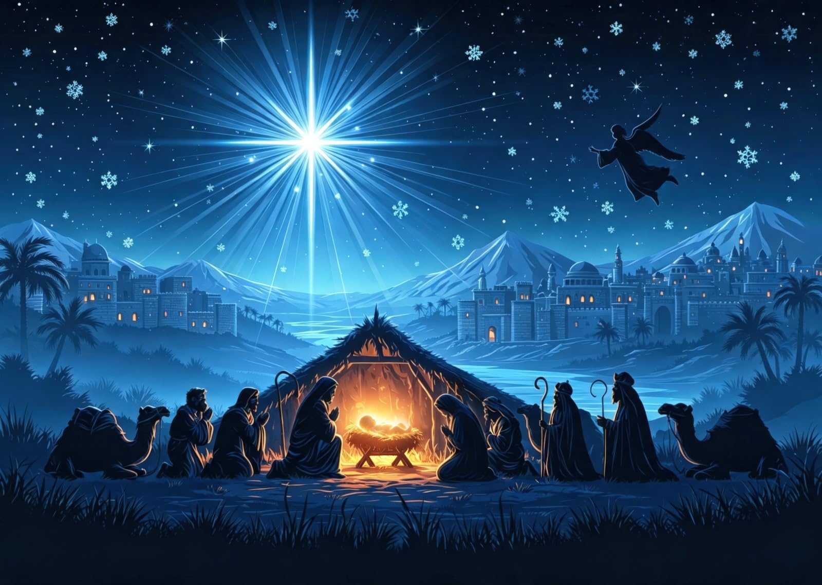 15x10FT (4.6x3m) Santa Notte Innevata Sfondo Fotografico