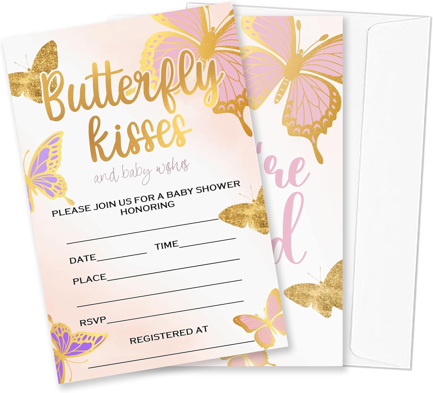 FRRCREU Butterfly Kisses And Wishes Baby Shower