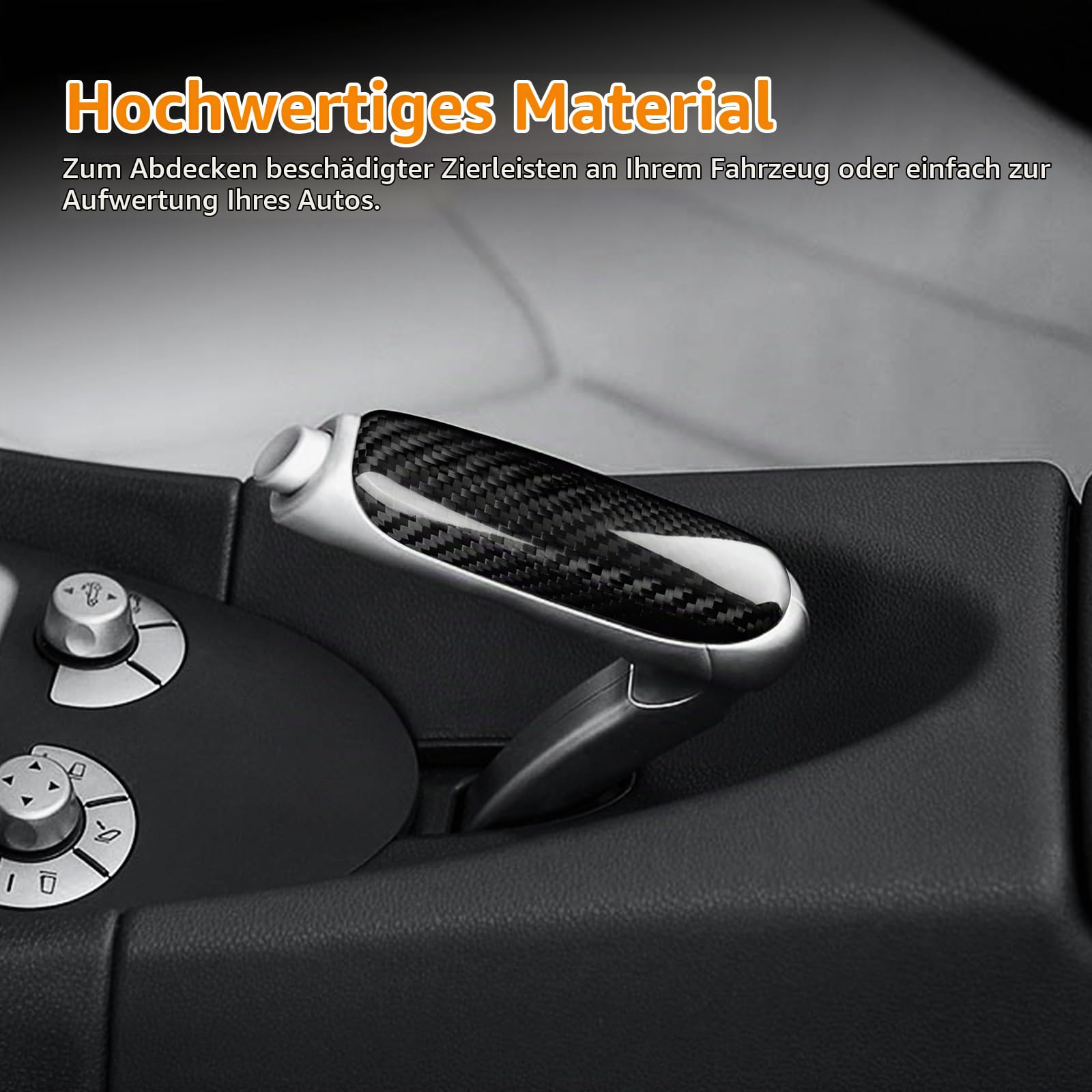 KUNGKIC Hartkohlefaser Auto Mittelkonsole Gangwahlhebel Handbremsgriff Abdeckung Für Mercedes-Benz SLK R171 2004 2005 2006 2007 2008 2009 2010 Schalthebelknauf Getriebegriff Innenbereich Zubehör