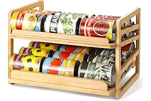 Rolling Bamboo Can Organizer Rack: Store Your Canned Goods in Style and Order