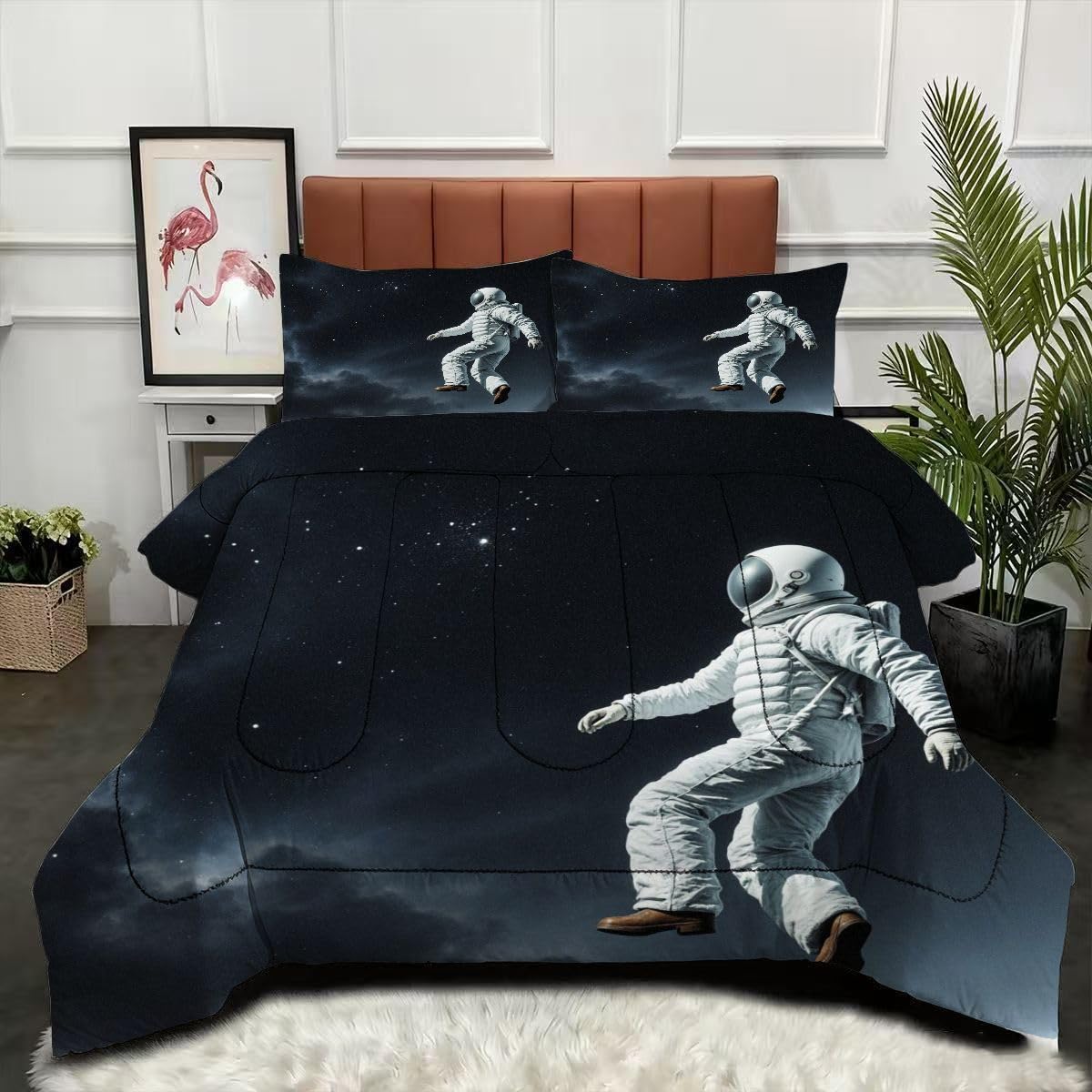 Couette légère et douce 240x260 cm imprimé espace lavable en machine