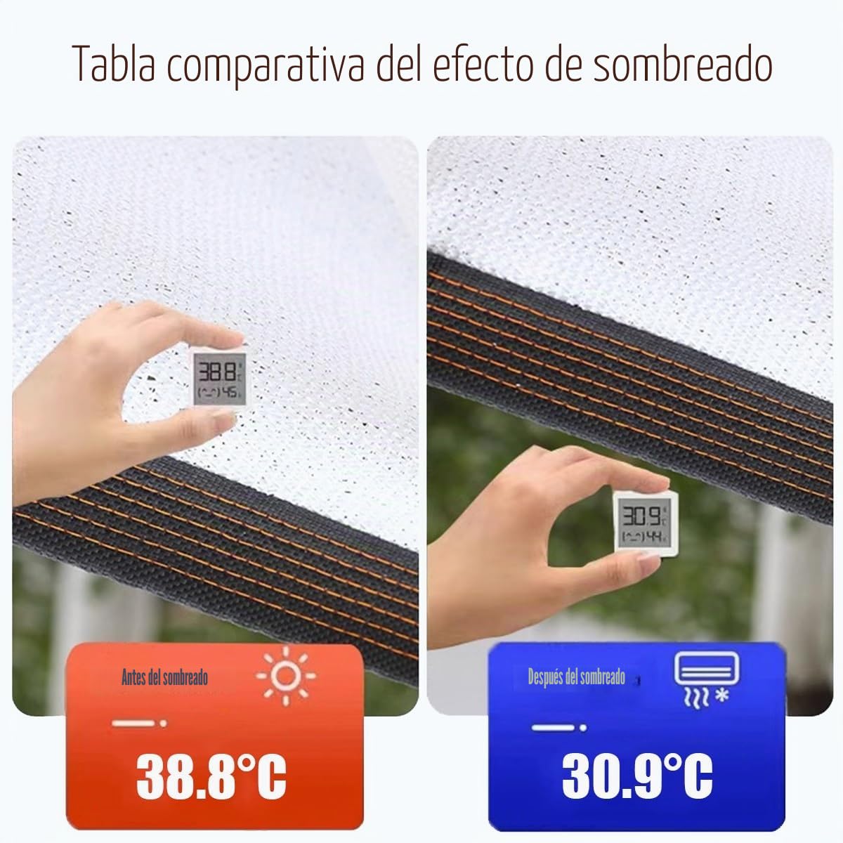 Red De Sombra 50% Tasa de Sombreado 1x2m 2x3.0m 3x4m 4x5m 5x6m 6x7m 7x8m 8x9m 9x10m Paño de Sombra Blanco Vela de Sombra Con Ojales Malla Sombreo para Exterior Pergola Jardín Balcon Patio(3.5x5m)
