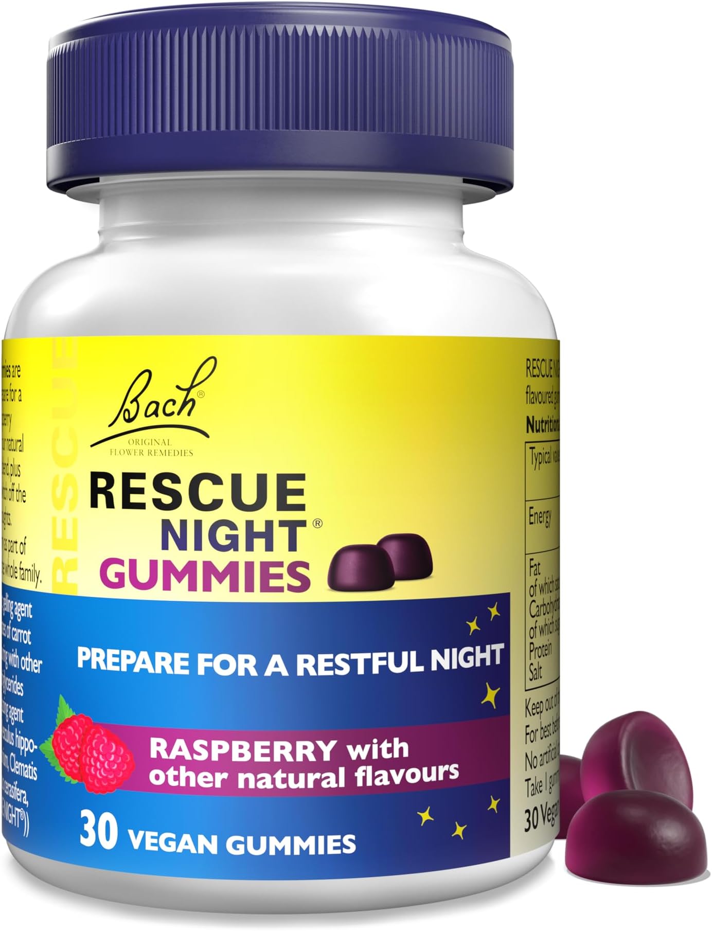 RESCUENight Gummies (30 Pack), Raspberry Flavour Gummies with Flower Essences, for A Serene Sleep