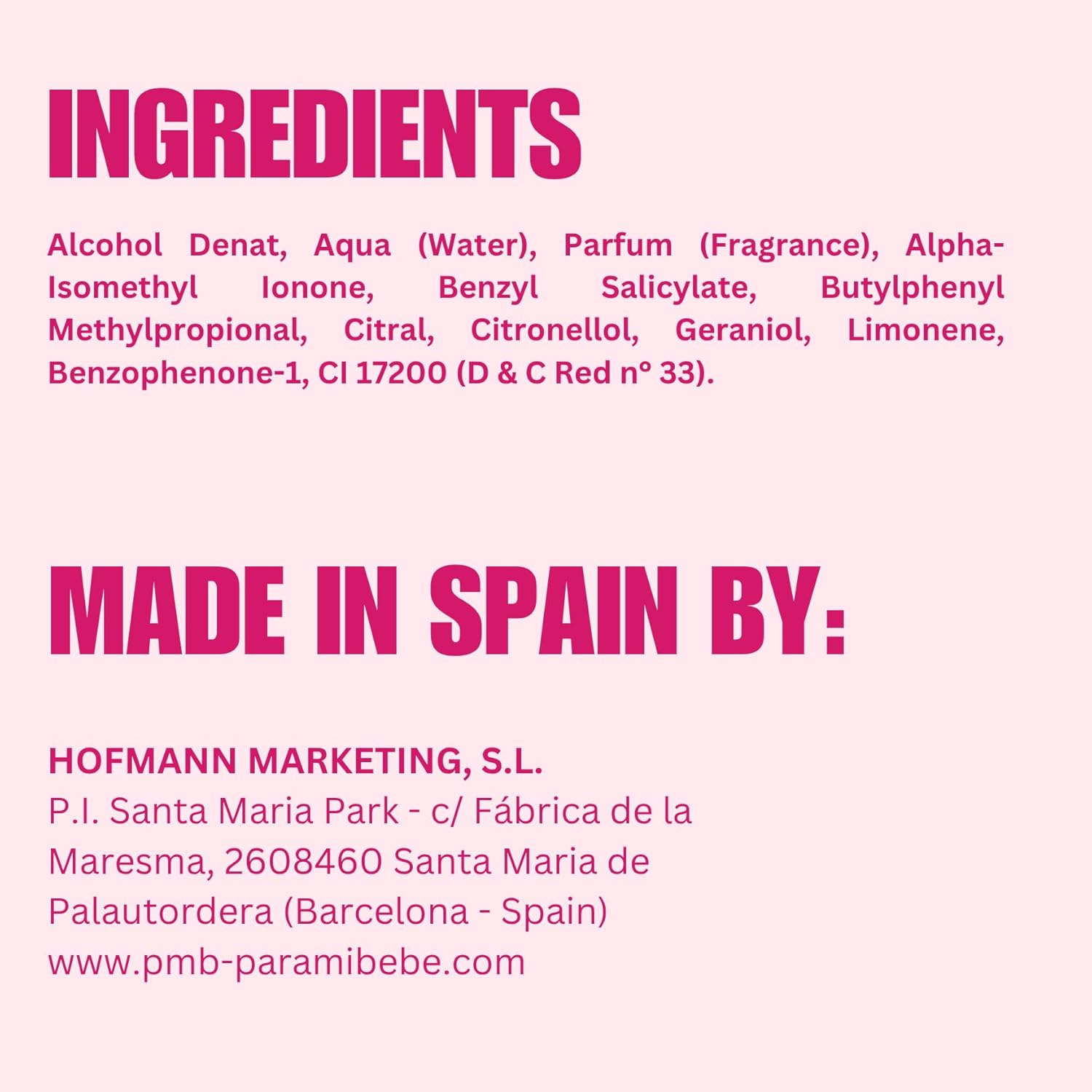 PMB Para Mi Bebé Rosa Eau de Pink Spray 250 ml