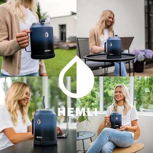 Miniatura 8 de Vaso de 50 onzas con asa y pajilla, taza grande para café helado, botella de agua de 50 onzas, vaso grande de viaje, vaso térmico de 50 onzas, taza