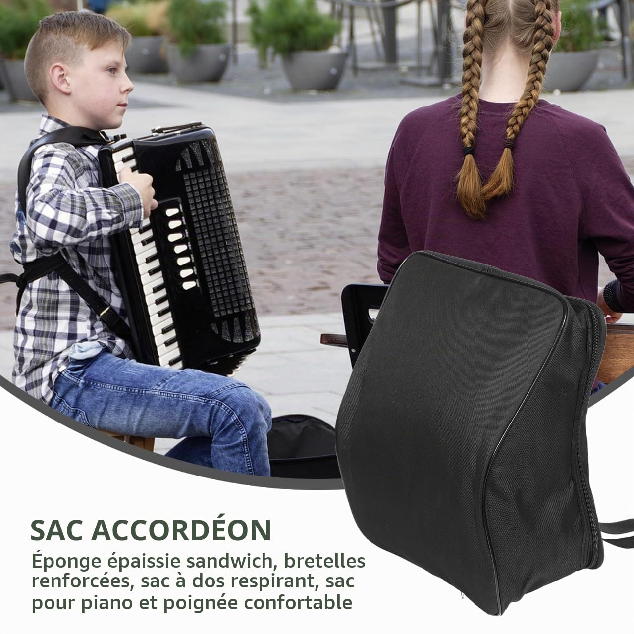 STOBOK Sac accordéon simple pochette de rangement Étui souple pour basse valise musicale sac de rangement en tissu Oxford épaules