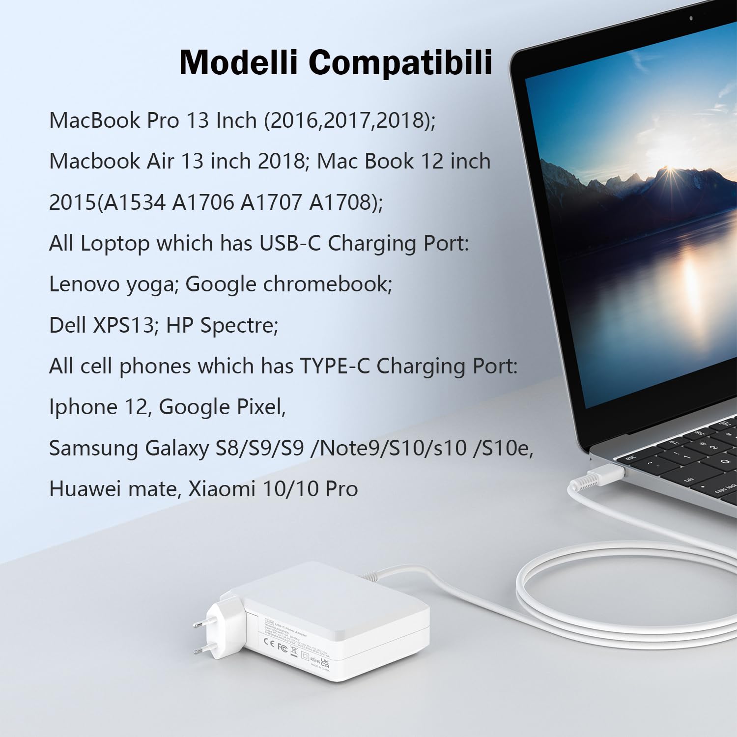Caricatore USB C 67W Per MacBook - Alimentatore 2 Porte Con Cavo 2M - Foto 7