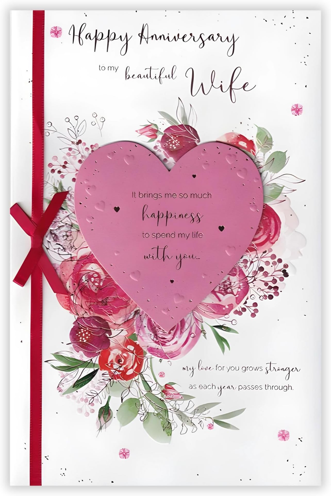 Wife' Wedding Anniversary Large Card - Sentiment Verse & Flowers ...