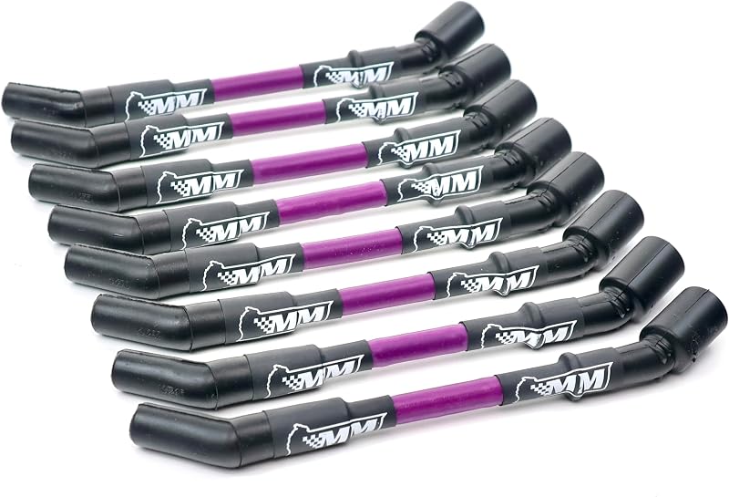 Jogo de cabos de vela Michigan Motorsports 10 mm para motores LS – Roxo, 8 unidades