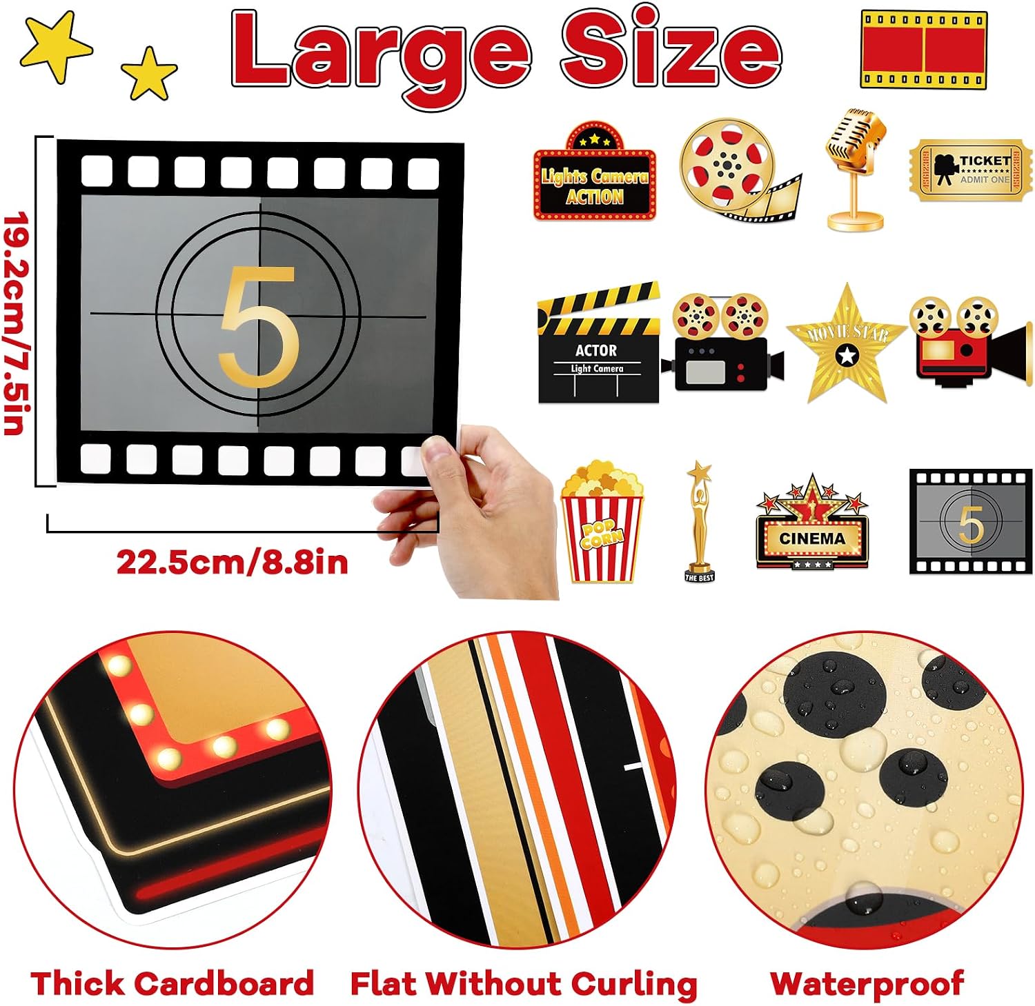 Movie Night Porch Sign Banner 12Pcs Movie Signs Cards for Home Film Backdrop Party Decoration Welcome Now Showing Door Hanging Banner Night Cutouts for Theater Photography Family Party Supplies image 3