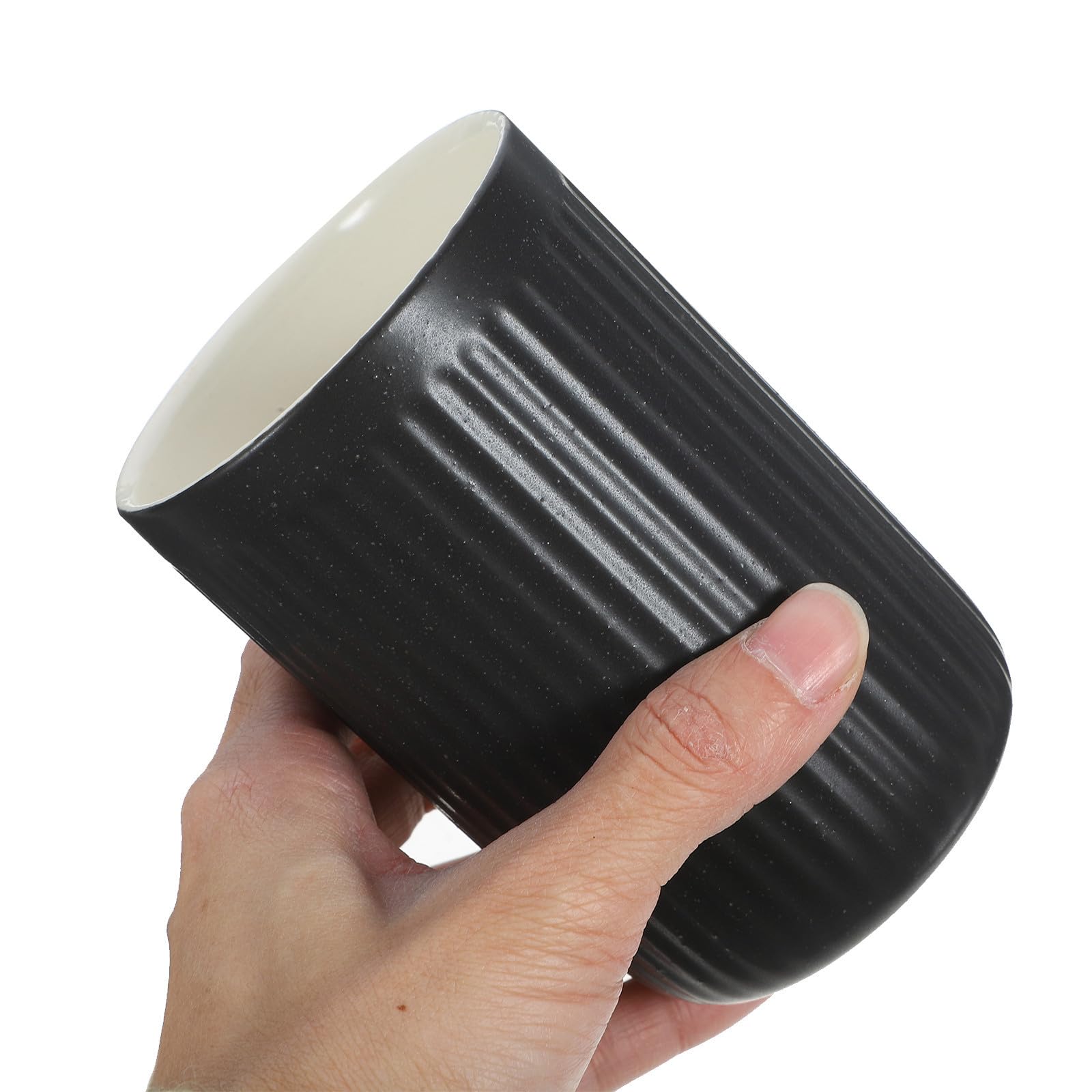 GALPADA Juego de 2 Vasos para Cepillo de Dientes de Cerámica Negra de 300ml, Fácil de Limpiar Bordes Suaves, Adecuado para Baño y Uso en Casa