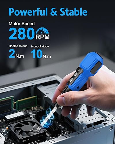 Miniatura 2 de AMIR Destornillador eléctrico inalámbrico recargable, juego de destornilladores eléctricos, kit de herramientas de reparación automática portátil