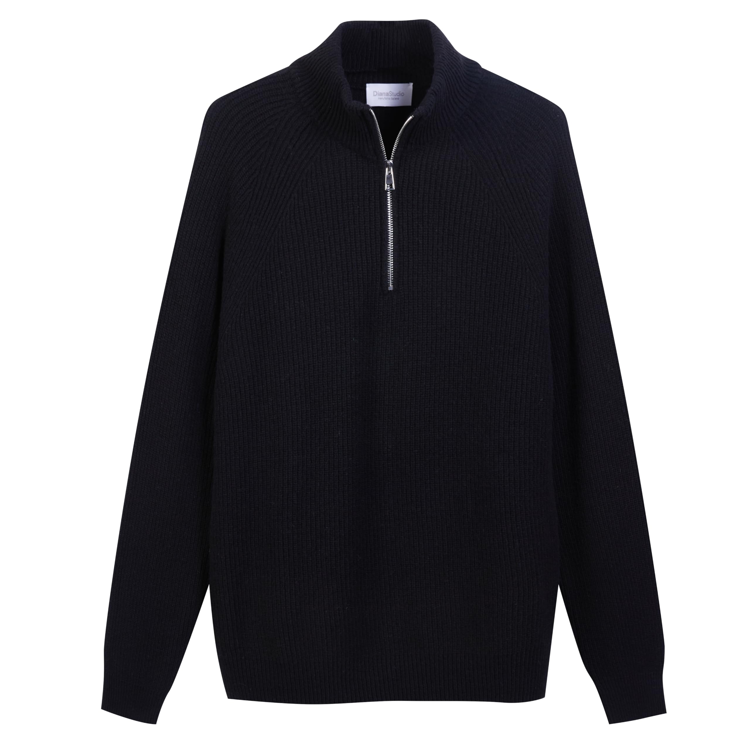 Diana Studio Maglione Mezza Zip in Lana Blend Fatto in Italia Maglione Uomo (Pacco da 1)