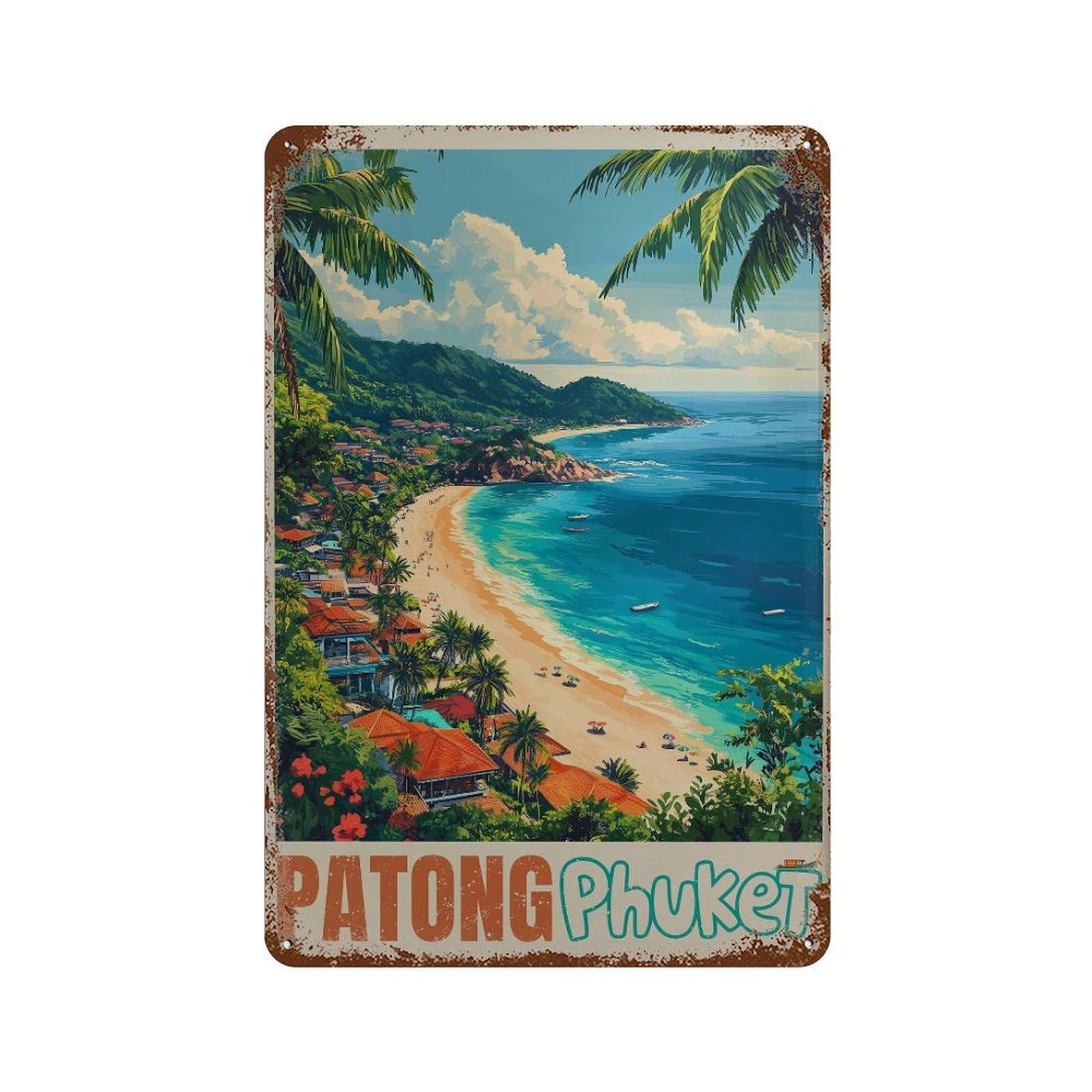 xiaoxiaoshen Thailand Patong Beach Tropical Scene Wall Decor Art Metal Tin Poster Modern Home Decor Art Home Bar Shop Decorations Vintage Sign 30x20cm