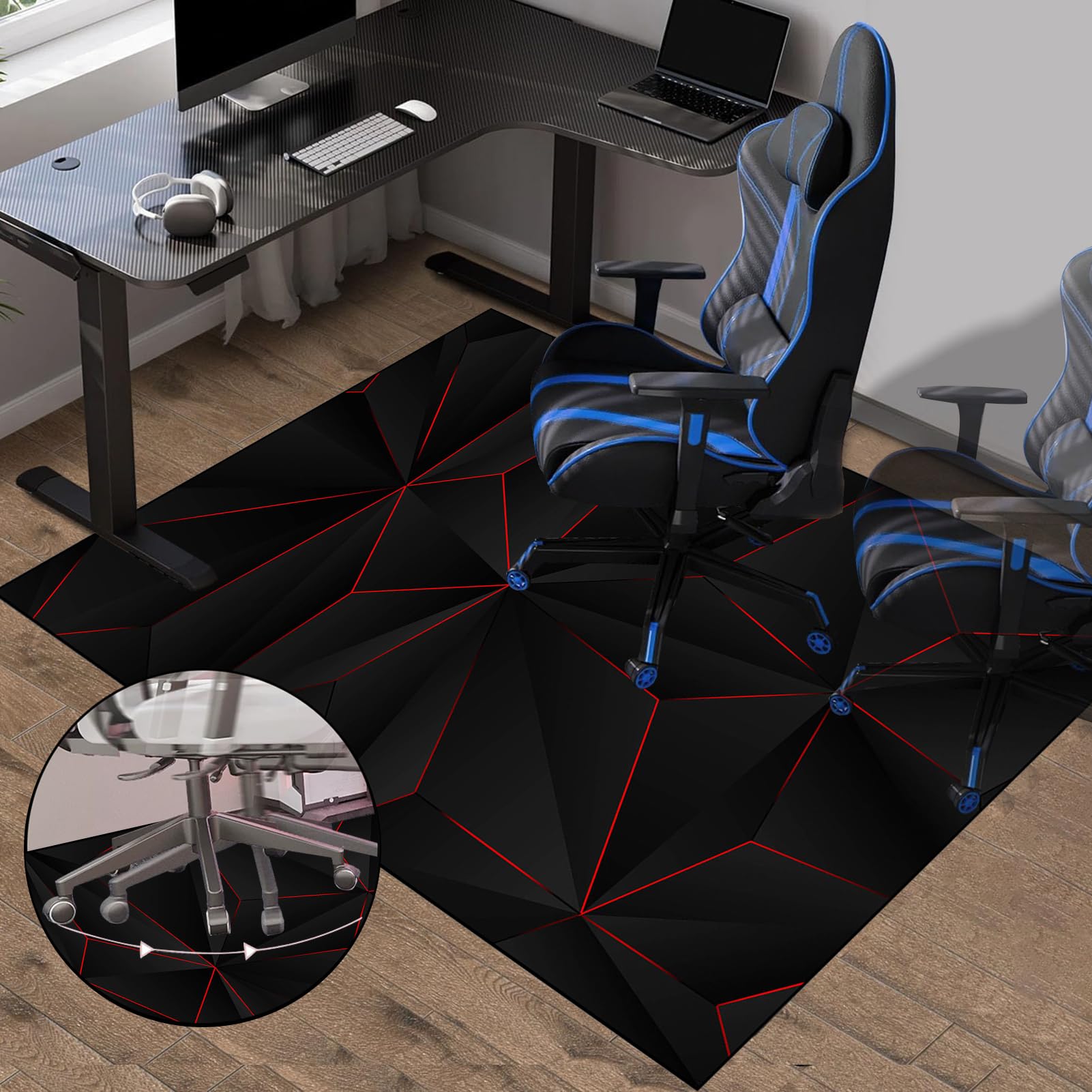 Protector Suelo Silla Ruedas Gaming Alfombra Silla Escritorio Alfombra Silla Gaming Antideslizante Alfombra Oficina para Silla con Ruedas Alfombra Protectora Suelo Silla Alfombra Gamer 120 x 140 cm