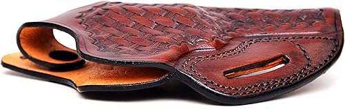 Miniatura 6 de Leather Belt Holster Fits Colt Python, King Cobra 357 Magnum, Thumb Break, Genuine Leather, Handmade, Basket Weave