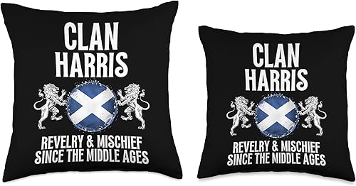 Miniatura 3 de Harris Clan Scottish Family Name Scotland Heraldry Throw Pillow, 16x16, Multicolor
