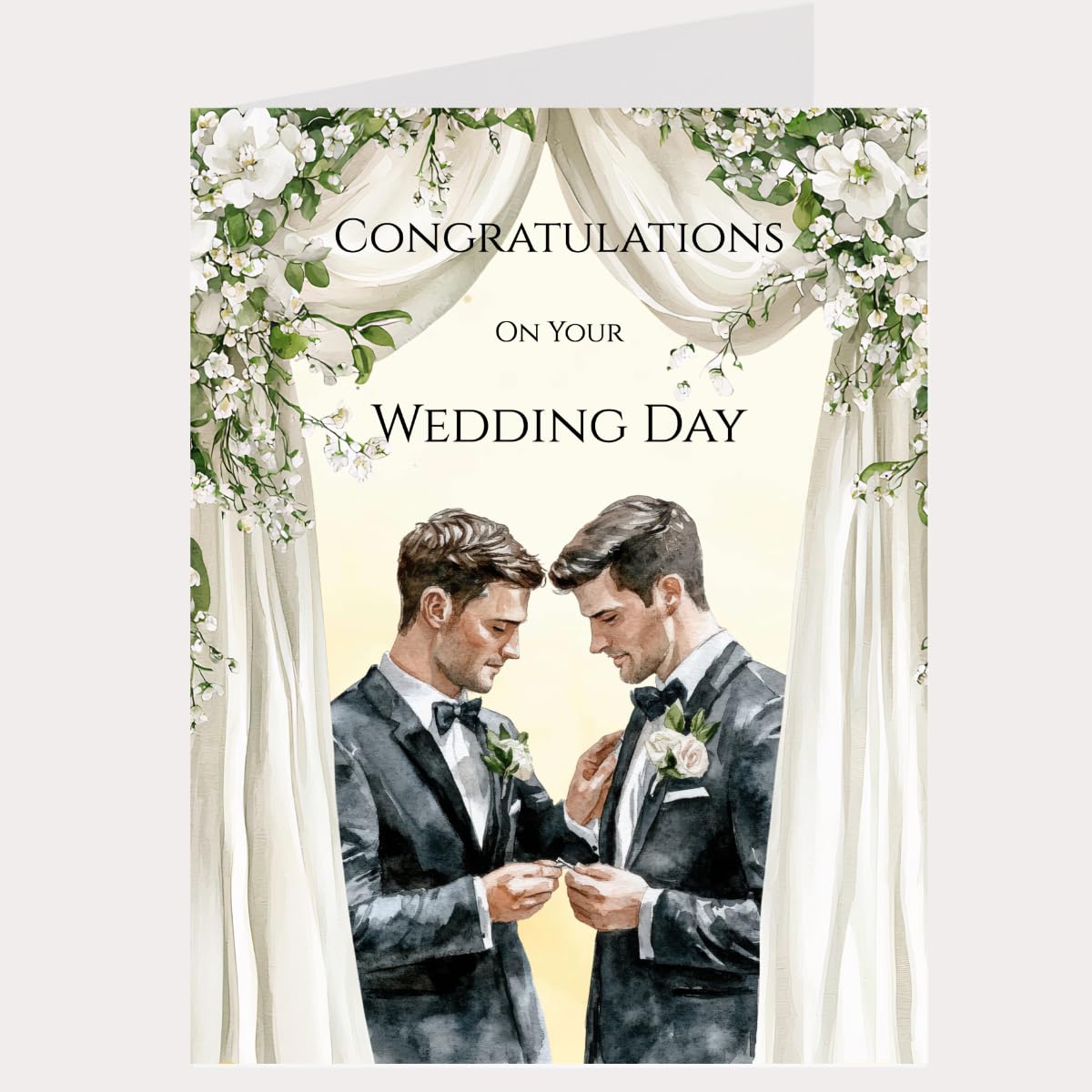 Sarah Elizabeth Collection - Gay, LGBT, Groom, Wedding Day Card & Gift Tag -Large Size, Approx 11x8, For Him, Same Sex Wedding