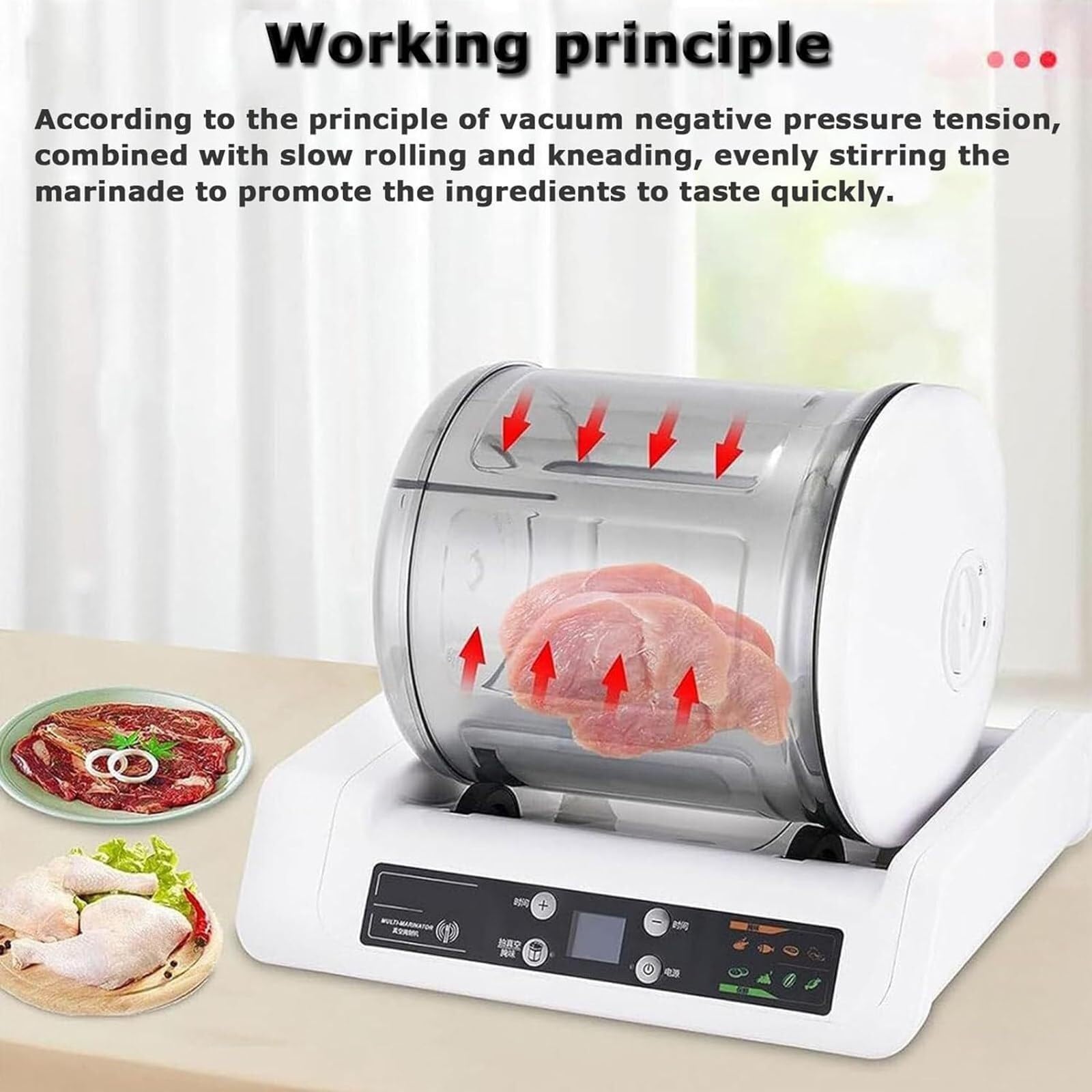 Máquina de encurtido al vacío de verduras, máquina de encurtido al vacío automática con capacidad de 7 l, para almacenar hamburguesas de pollo, tocino en escabeche