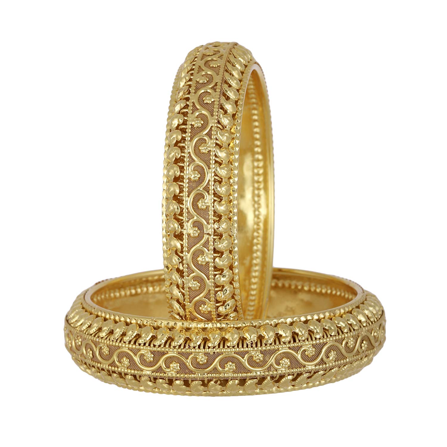 ZENEME Bangle Gold Plated Golden Traditional Bangle Jewellery Combo Pack Of 2 For Girl & Women (Gold) (2.4) (B07HKM794X) Amazon Price History, Amazon Price Tracker